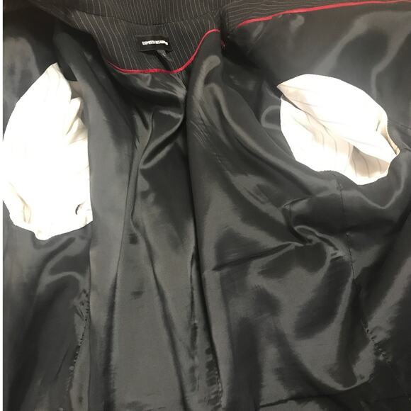 Express Design Studio Vintage Black Pinstriped Collared Jacket 6 - Picture 9 of 9